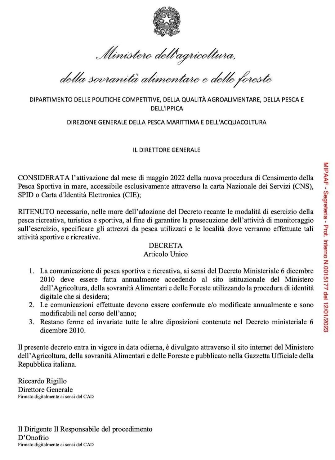 NUOVA PROCEDURA DI CENSIMENTO PER LA PESCA SPORTIVA IN MARE