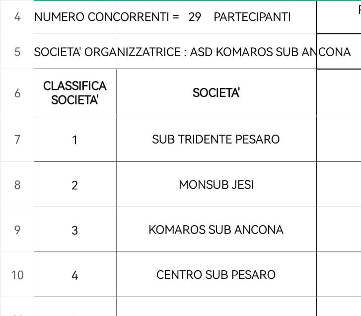 classifica per società